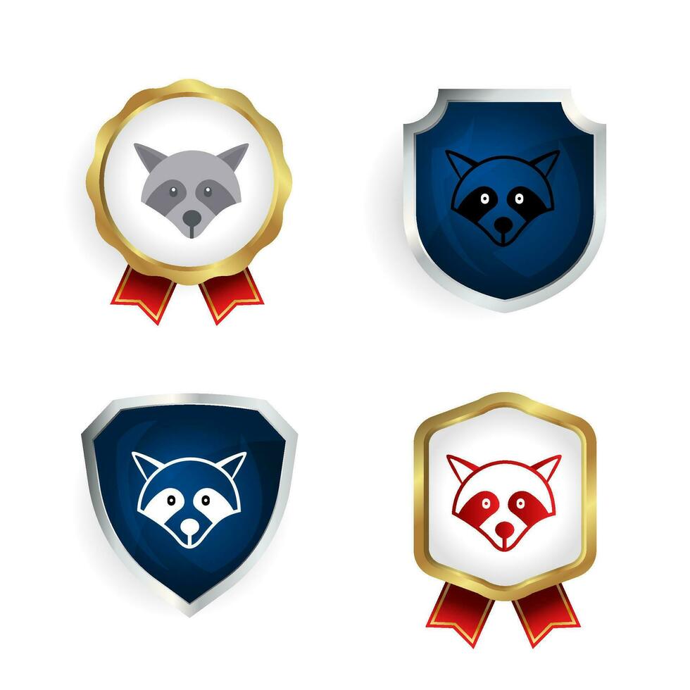 Abstract Flat Racoon Head Badge and Label Collection vector