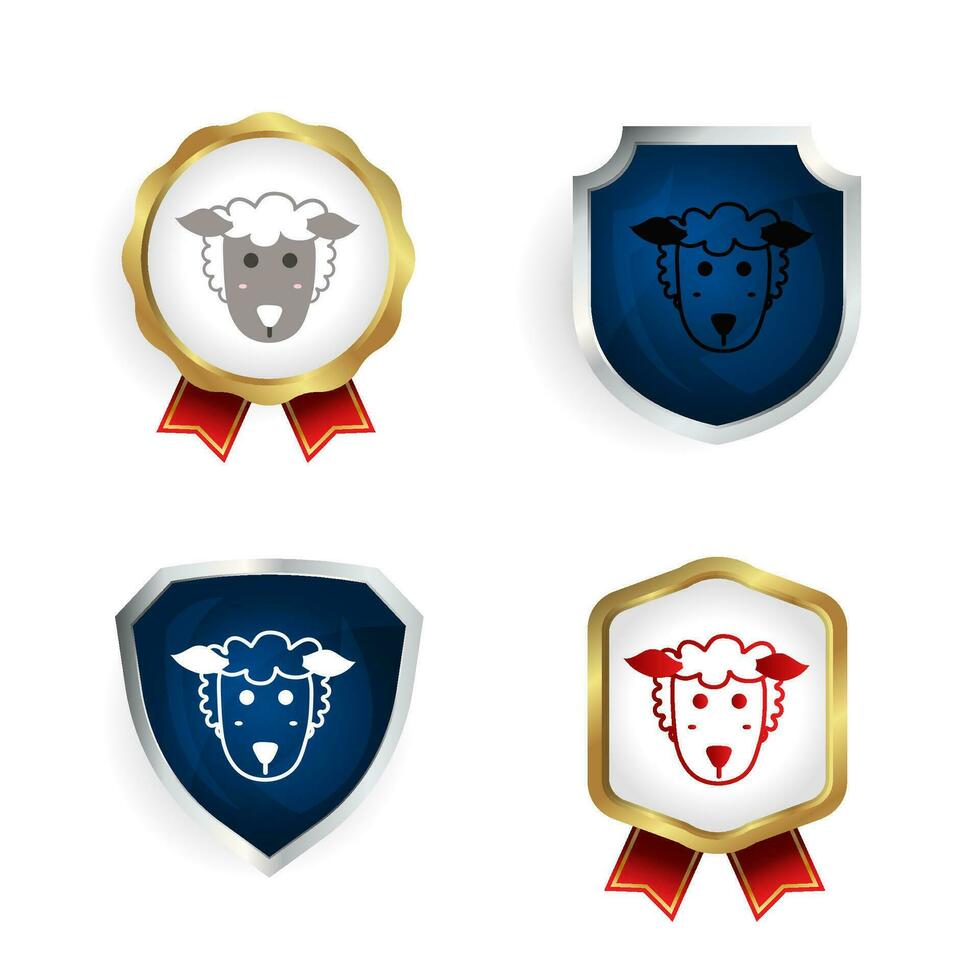 Abstract Flat Sheep Head Badge and Label Collection vector