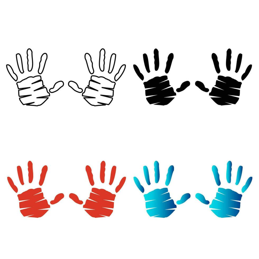 Abstract Hand Footprint Silhouette Illustration vector