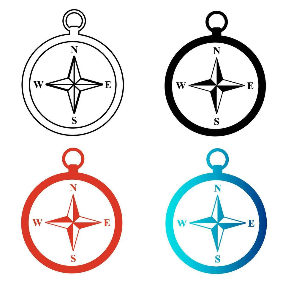 Abstract Marine Compass Silhouette Illustration vector