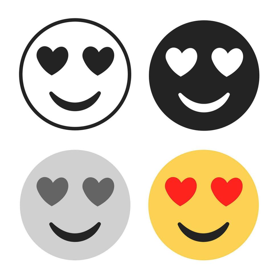 Abstract Modern Heart Eyes Emoji Silhouette Illustration vector