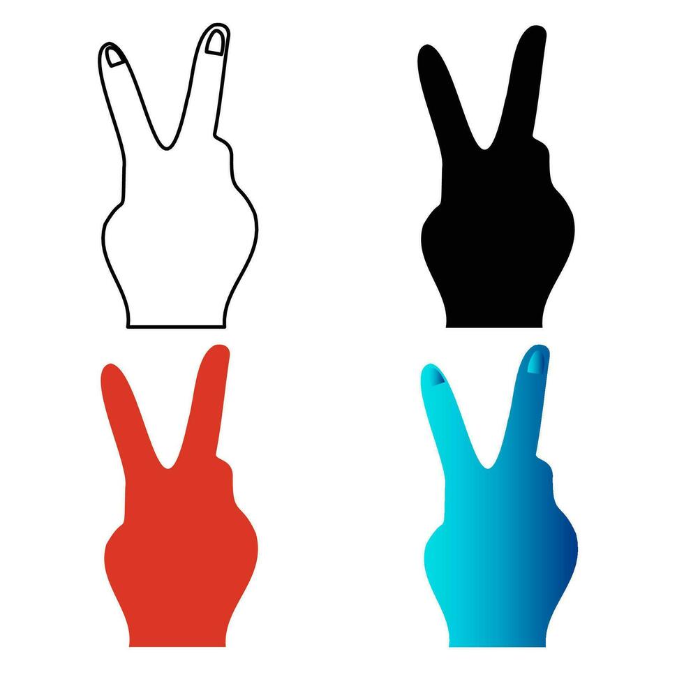 Abstract Peace Hand Gesture Silhouette Illustration vector