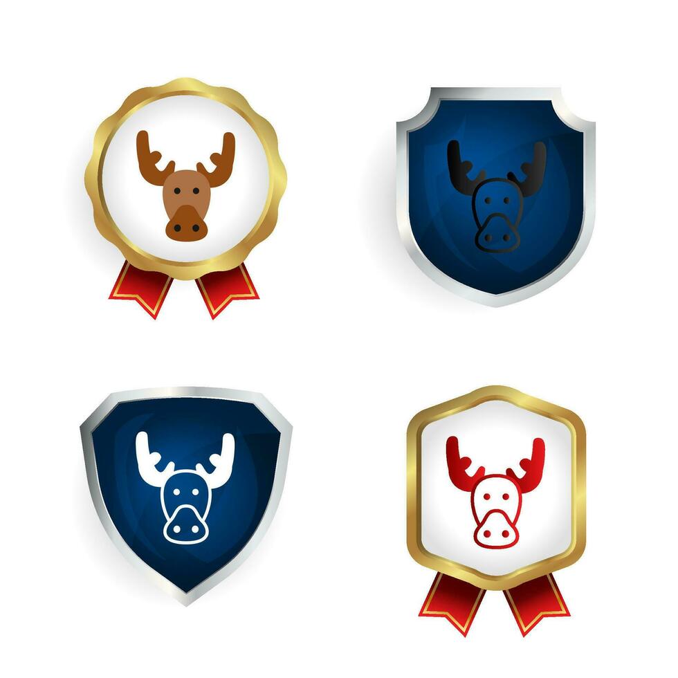 Abstract Moose Head Badge and Label Collection vector