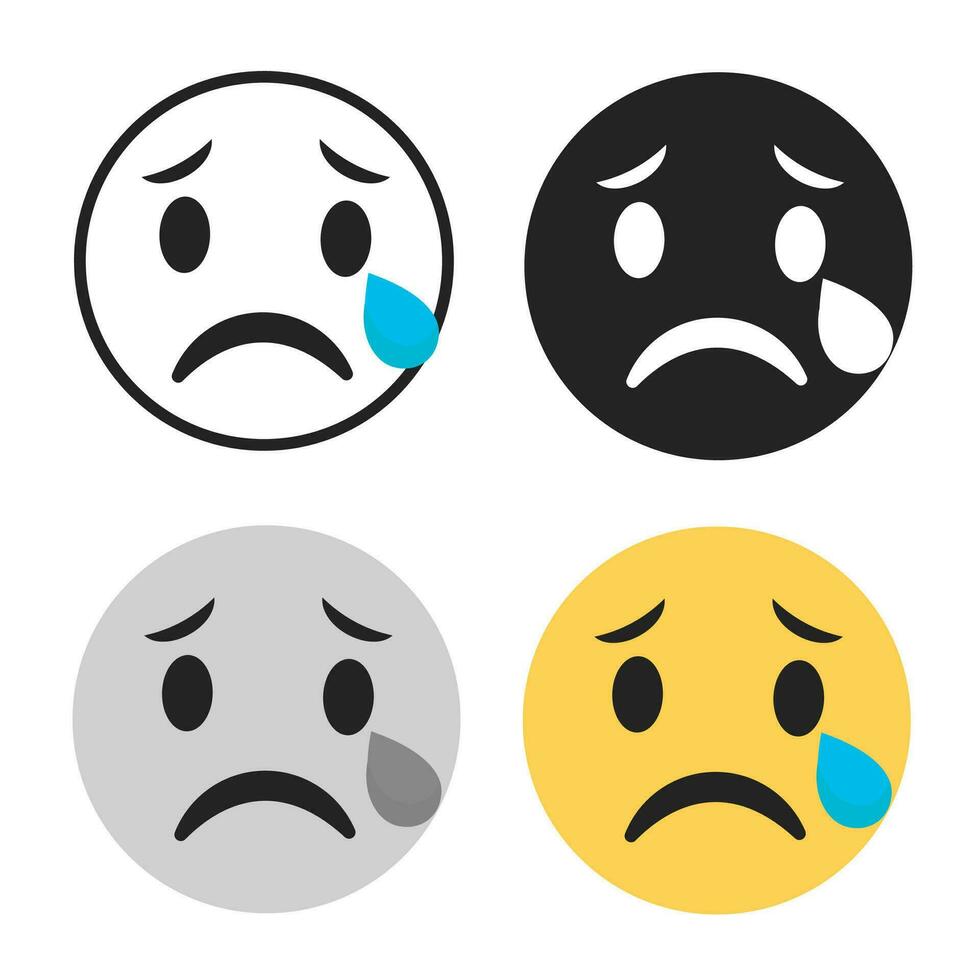 Abstract Sad Face With Tear Silhouette Illustration vector