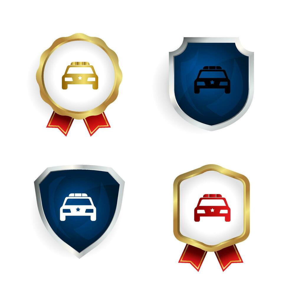 Abstract Police Car Badge and Label Collection vector