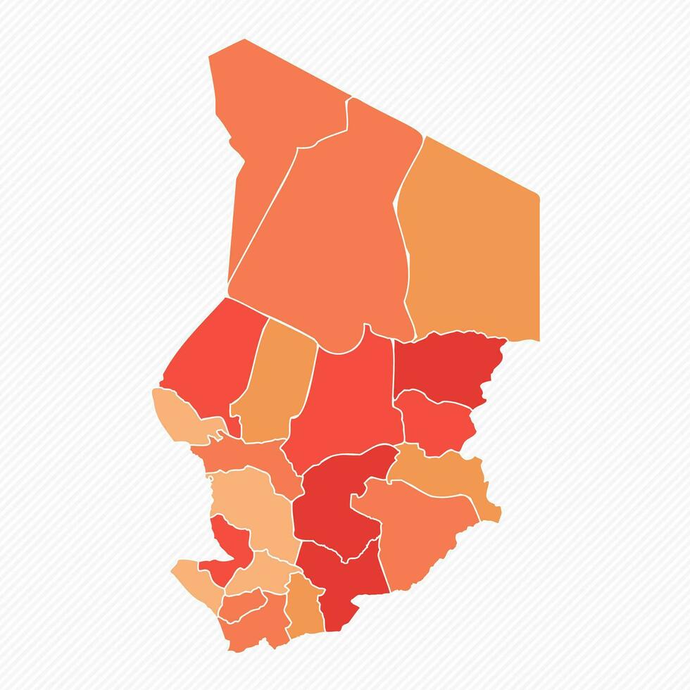 Colorful Chad Divided Map Illustration vector