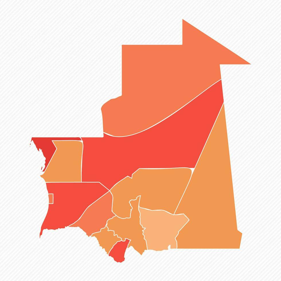 Colorful Mauritania Divided Map Illustration vector