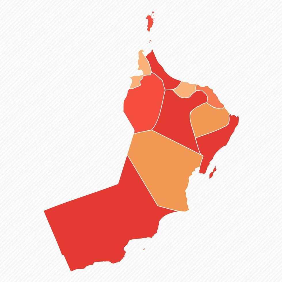 Colorful Oman Divided Map Illustration vector