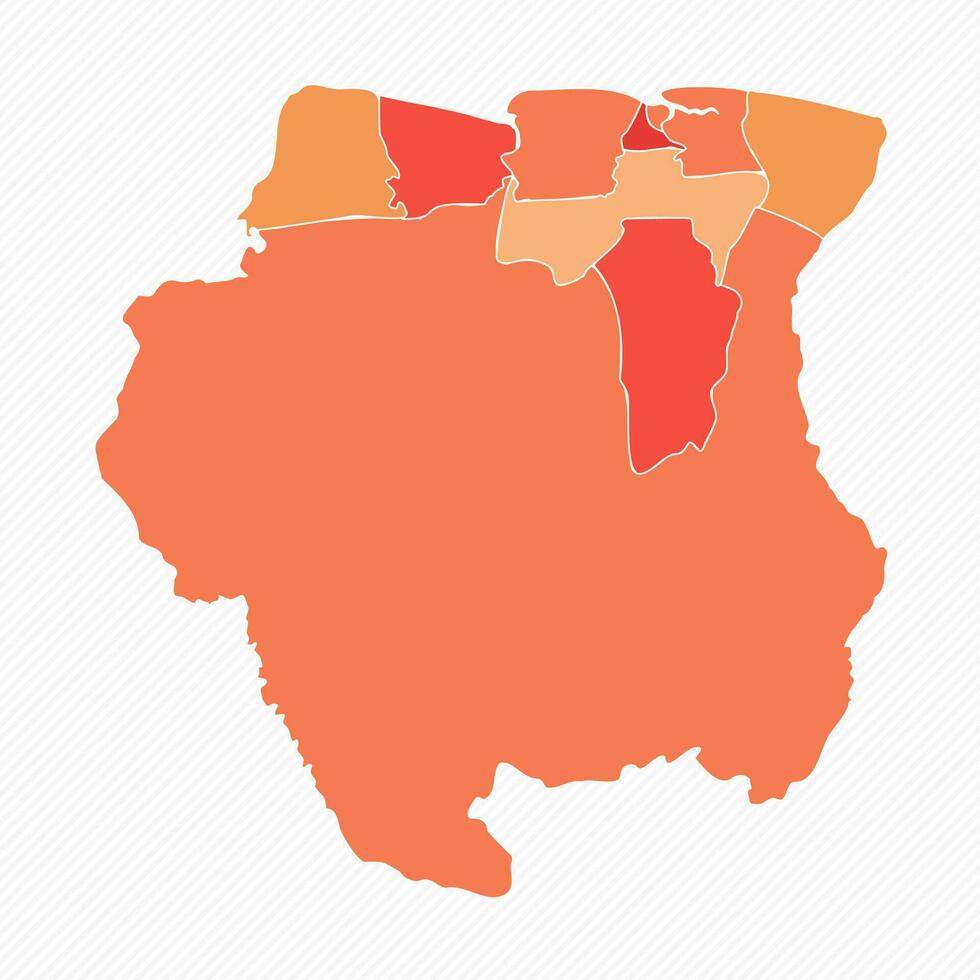 Colorful Suriname Divided Map Illustration vector