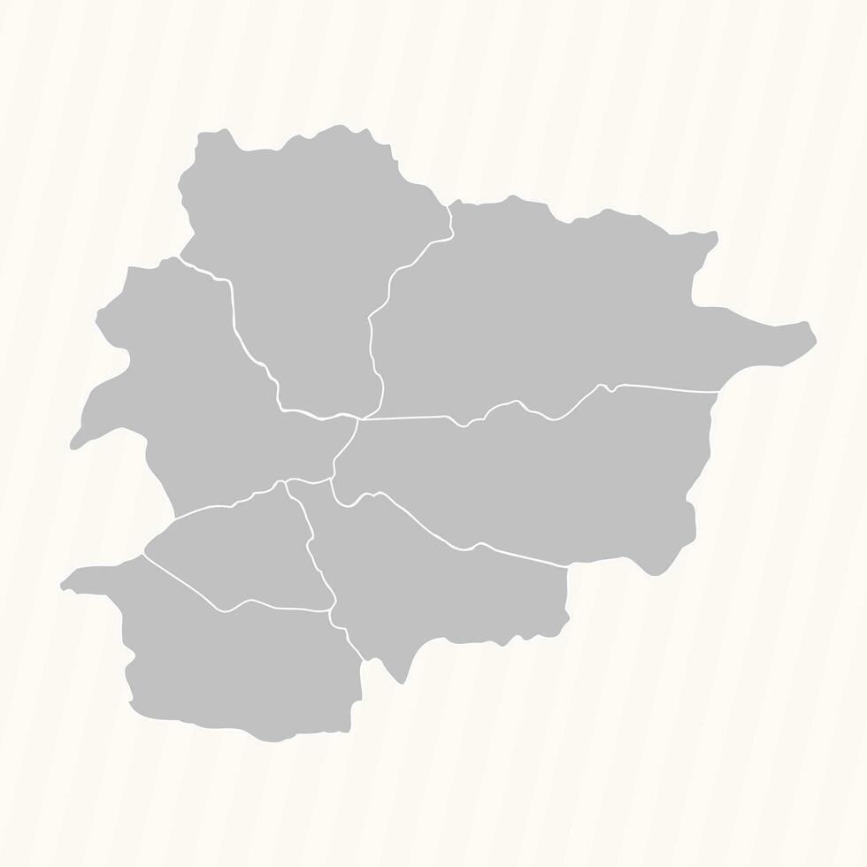 detallado mapa de andorra con estados y ciudades vector