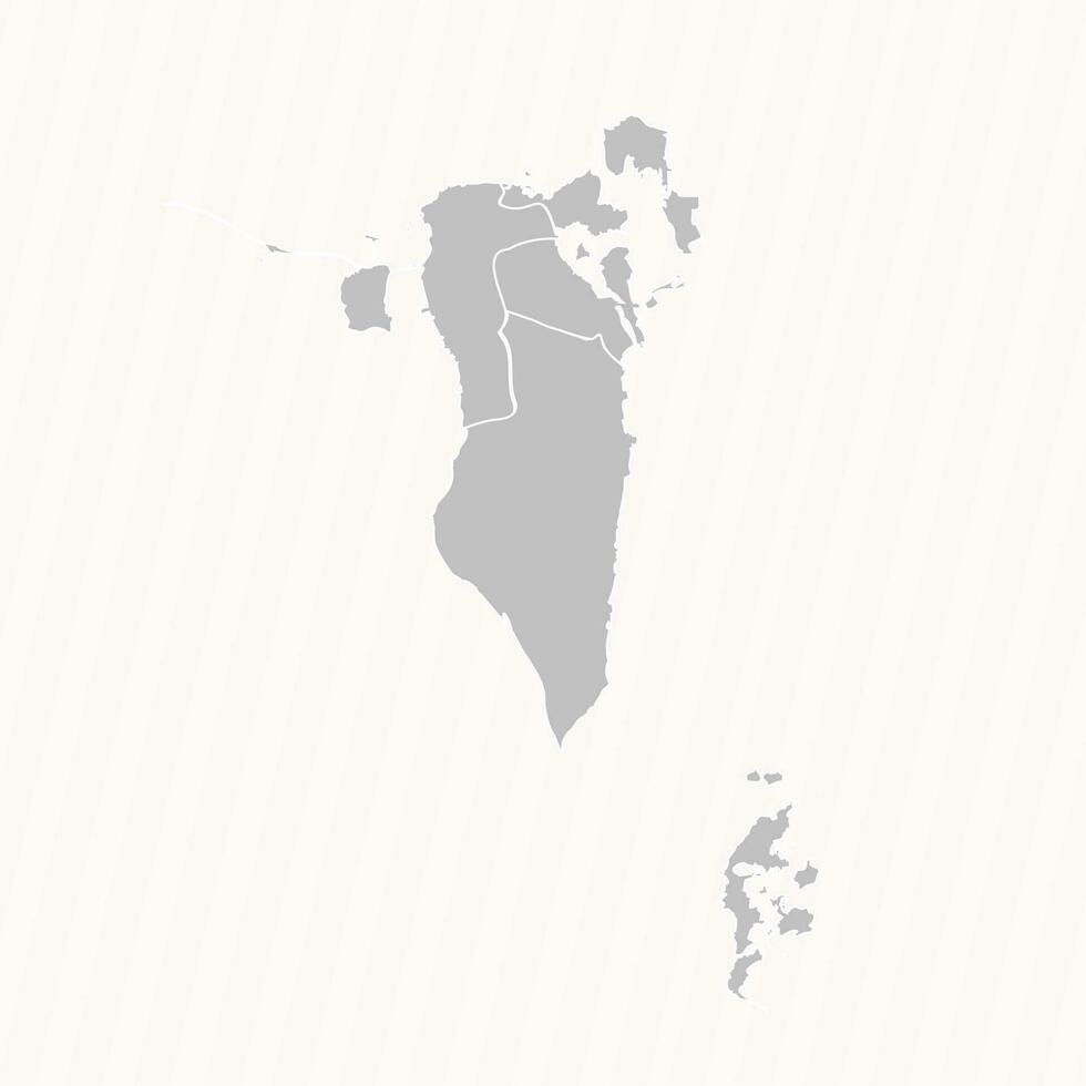 Detailed Map of Bahrain With States and Cities vector