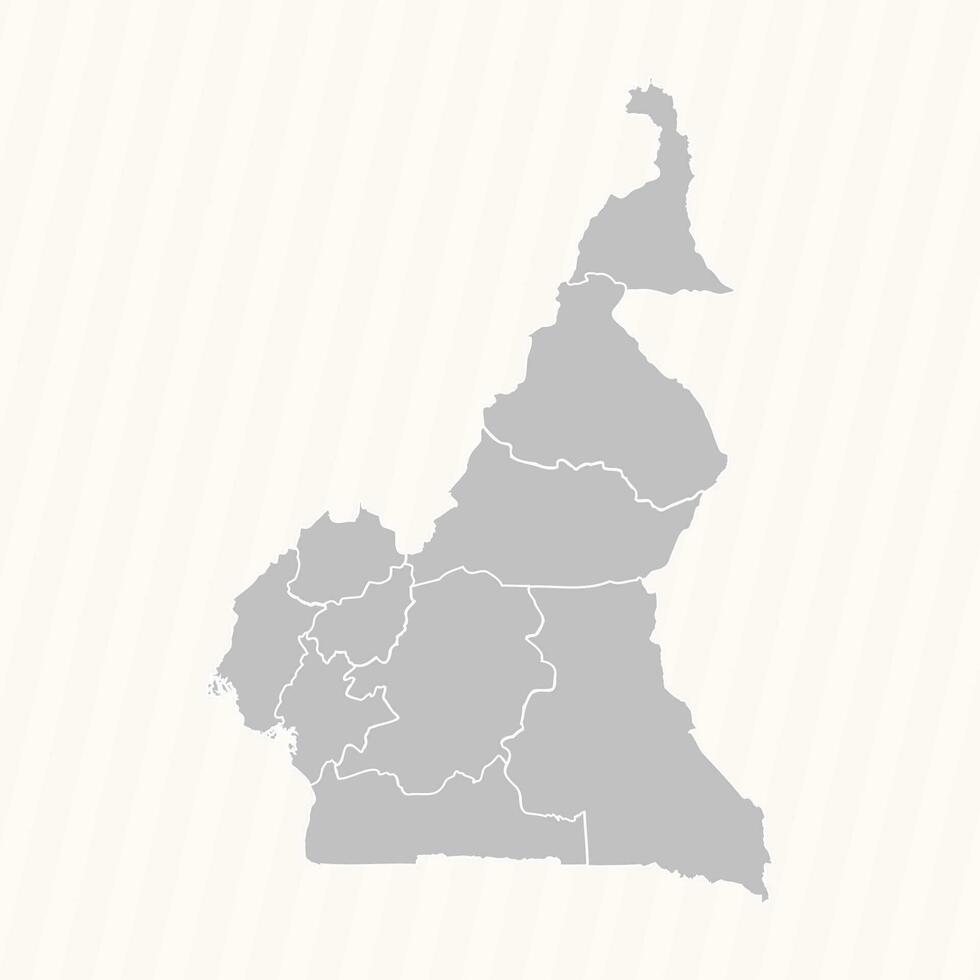Detailed Map of Cameroon With States and Cities vector