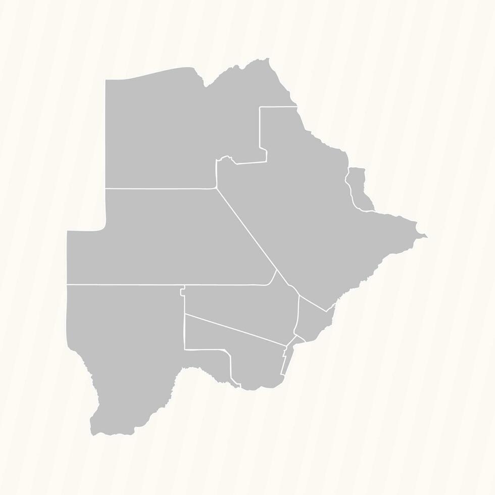 Detailed Map of Botswana With States and Cities vector