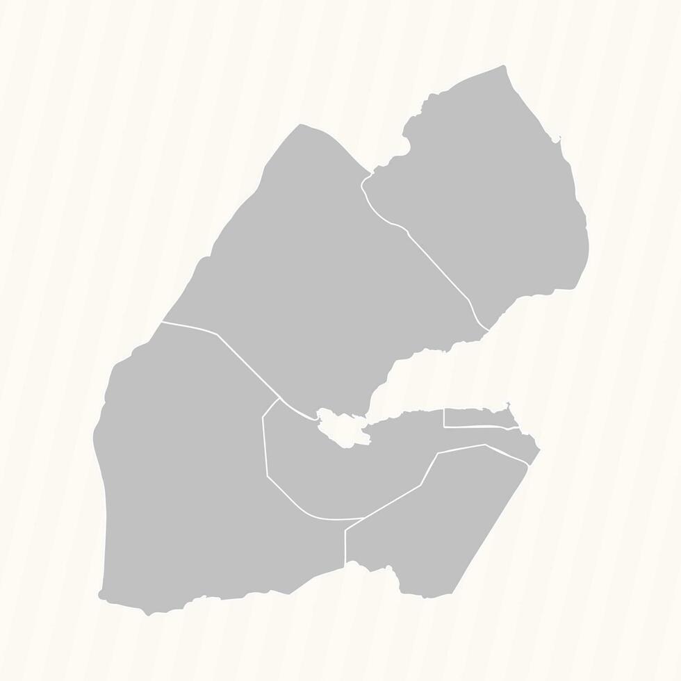 Detailed Map of Djibouti With States and Cities vector
