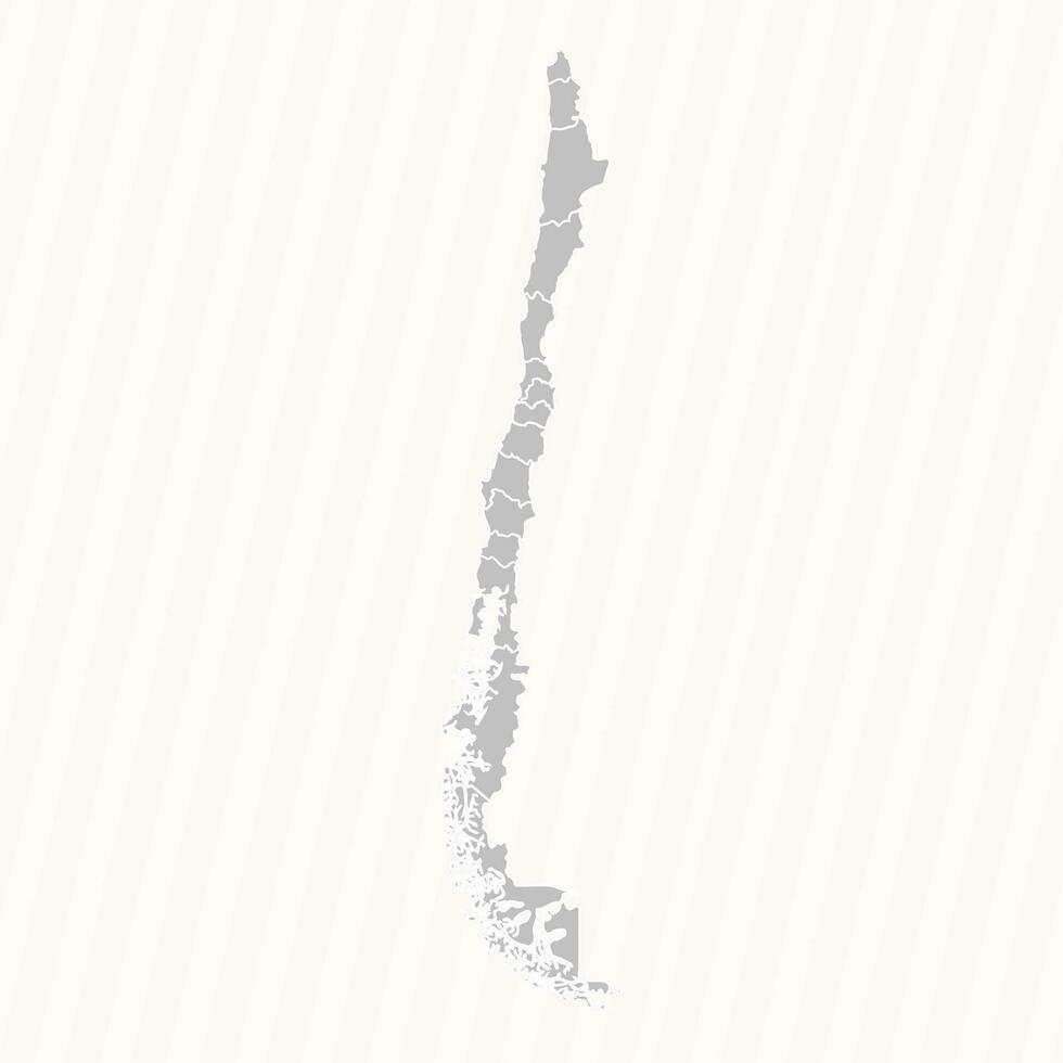 Detailed Map of Chile With States and Cities vector