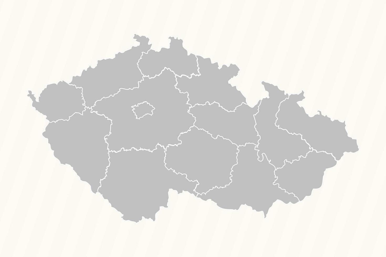 Detailed Map of Czech Republic With States and Cities vector