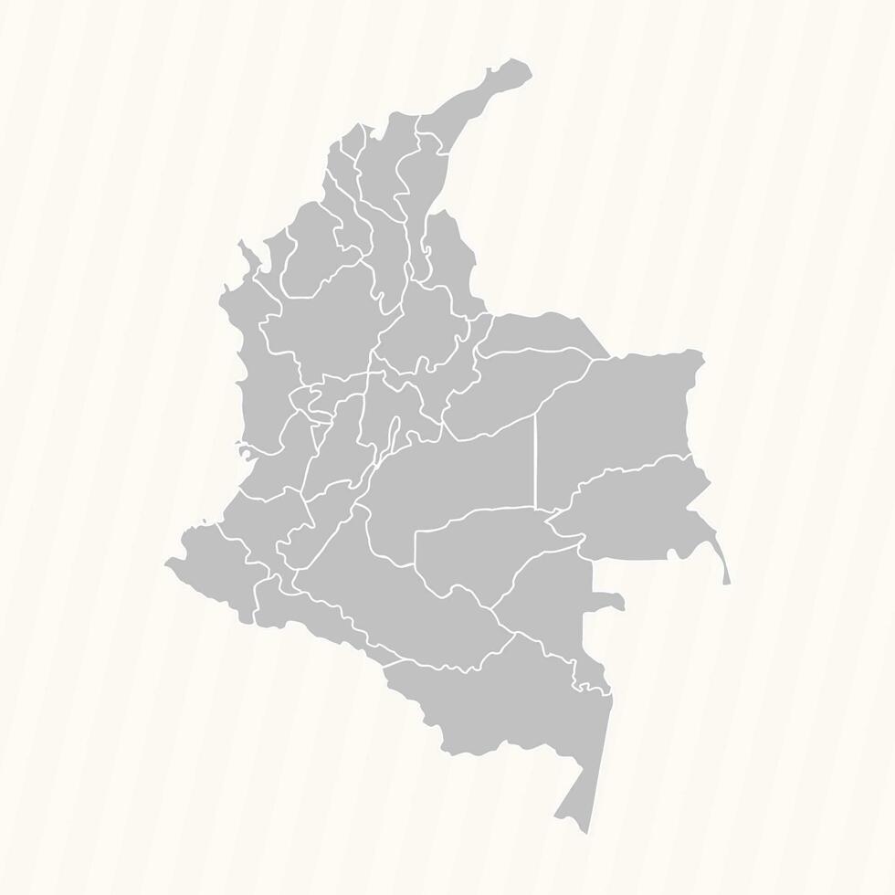 Detailed Map of Colombia With States and Cities vector