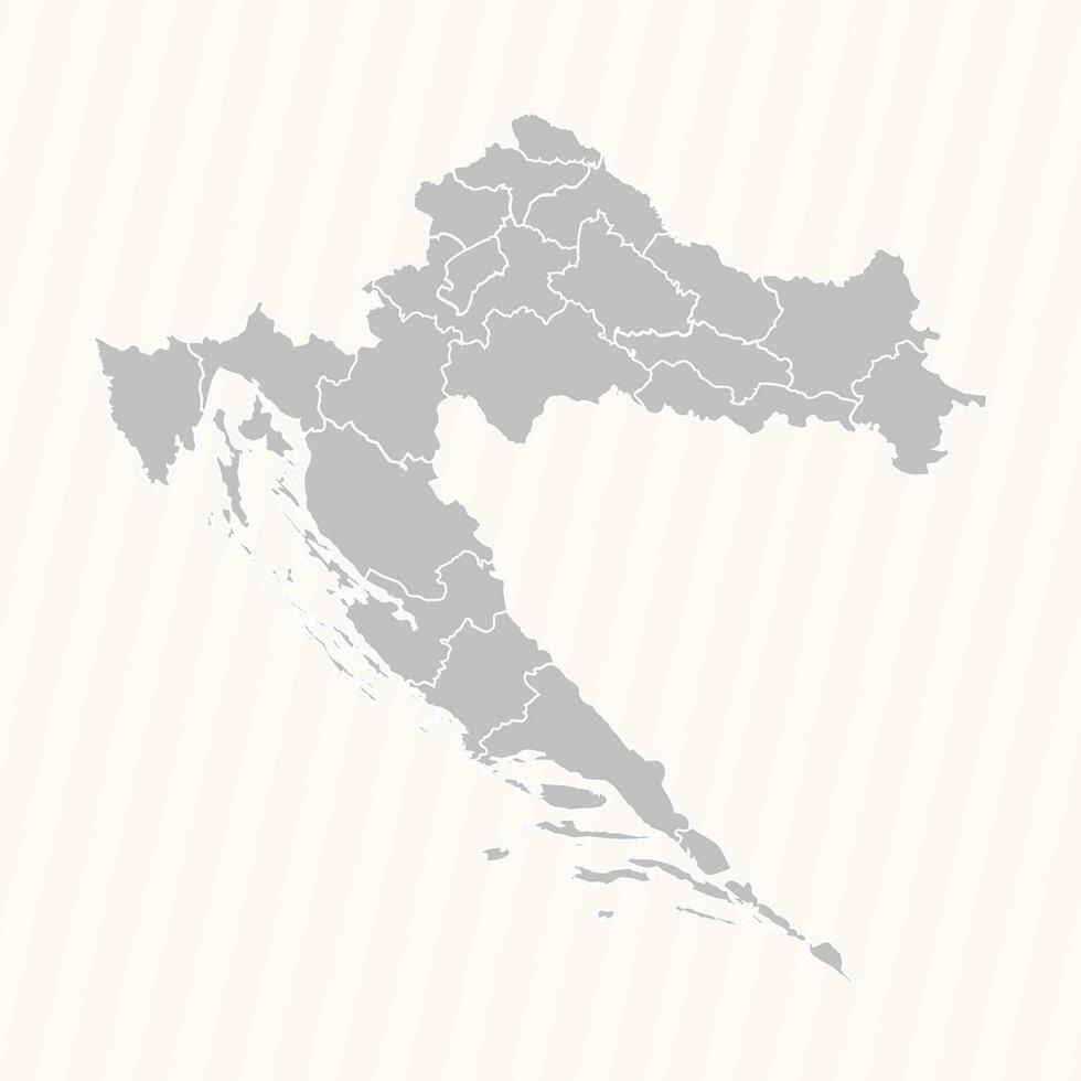 detallado mapa de Croacia con estados y ciudades vector