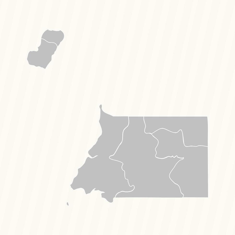 detallado mapa de ecuatorial Guinea con estados y ciudades vector