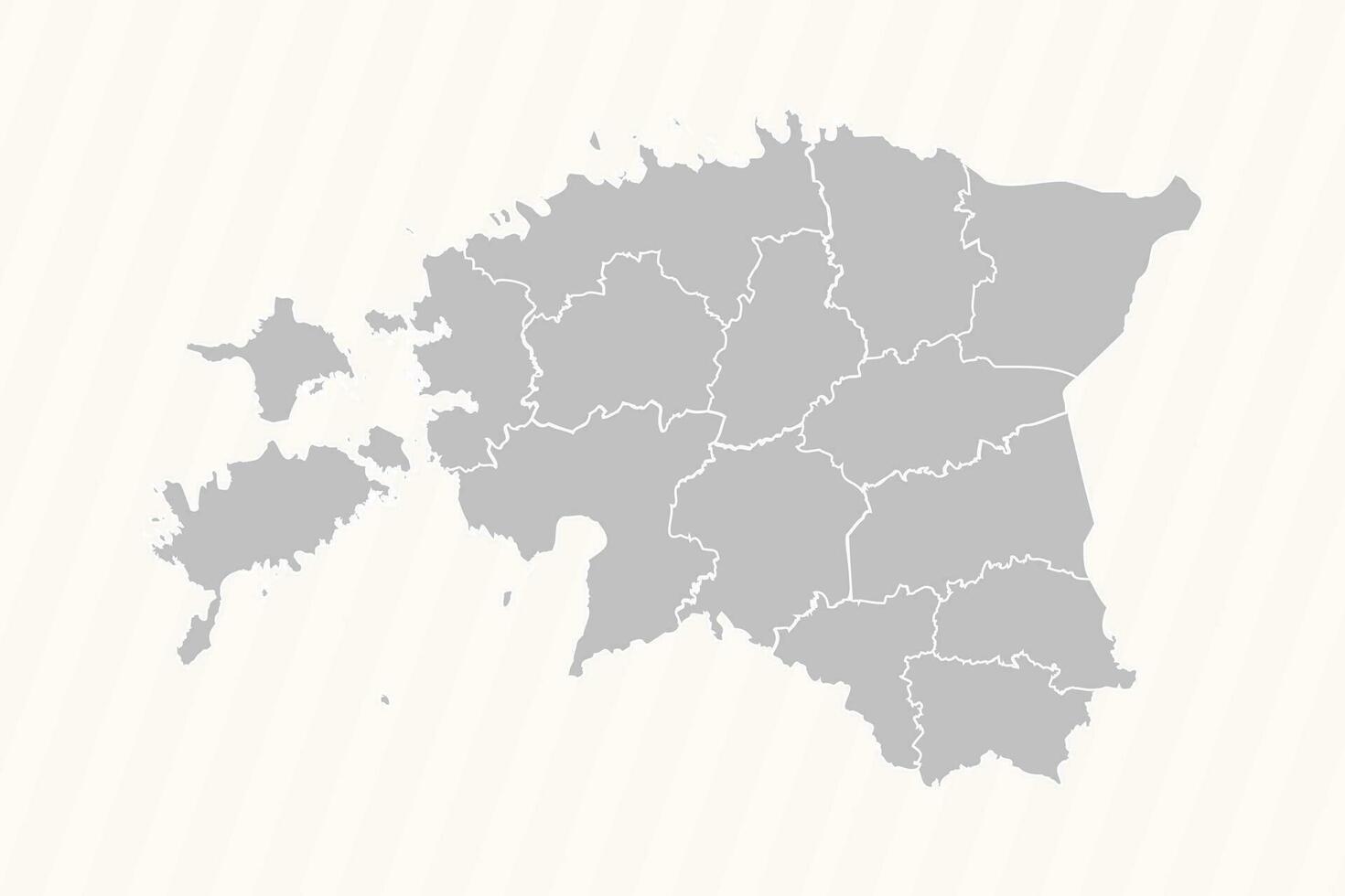 Detailed Map of Estonia With States and Cities vector
