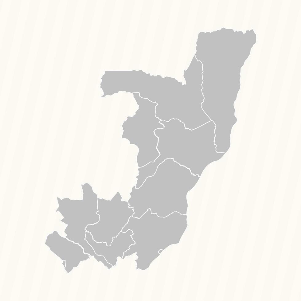 detallado mapa de república de el congo con estados y ciudades vector