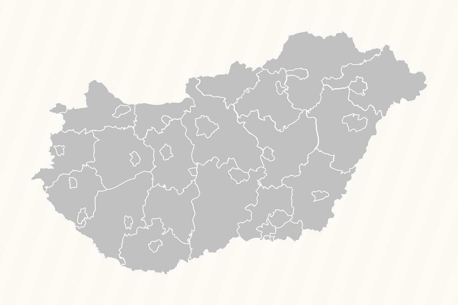 Detailed Map of Hungary With States and Cities vector
