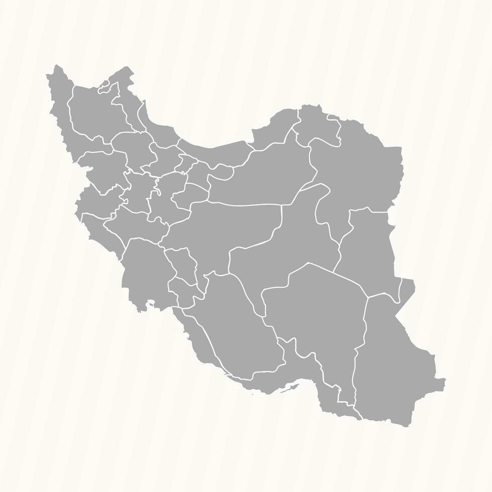 Detailed Map of Iran With States and Cities vector
