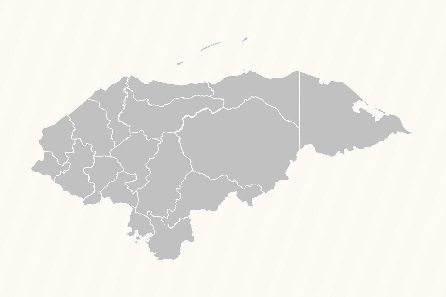 Detailed Map of Honduras With States and Cities vector