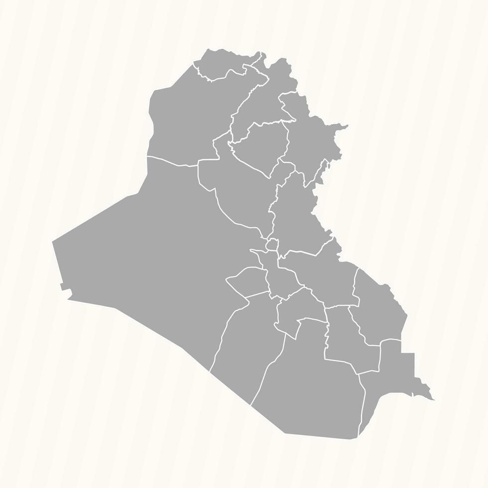 Detailed Map of Iraq With States and Cities vector