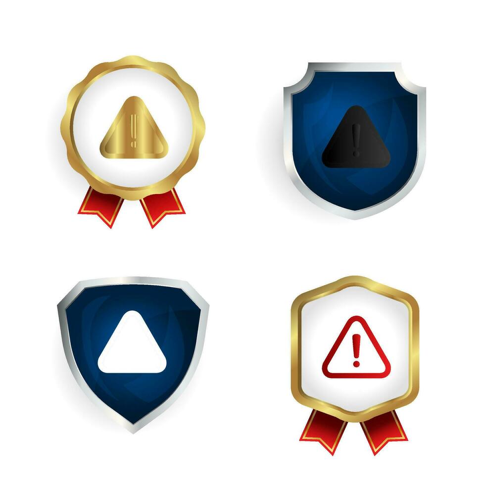Abstract Caution Badge and Label Collection vector