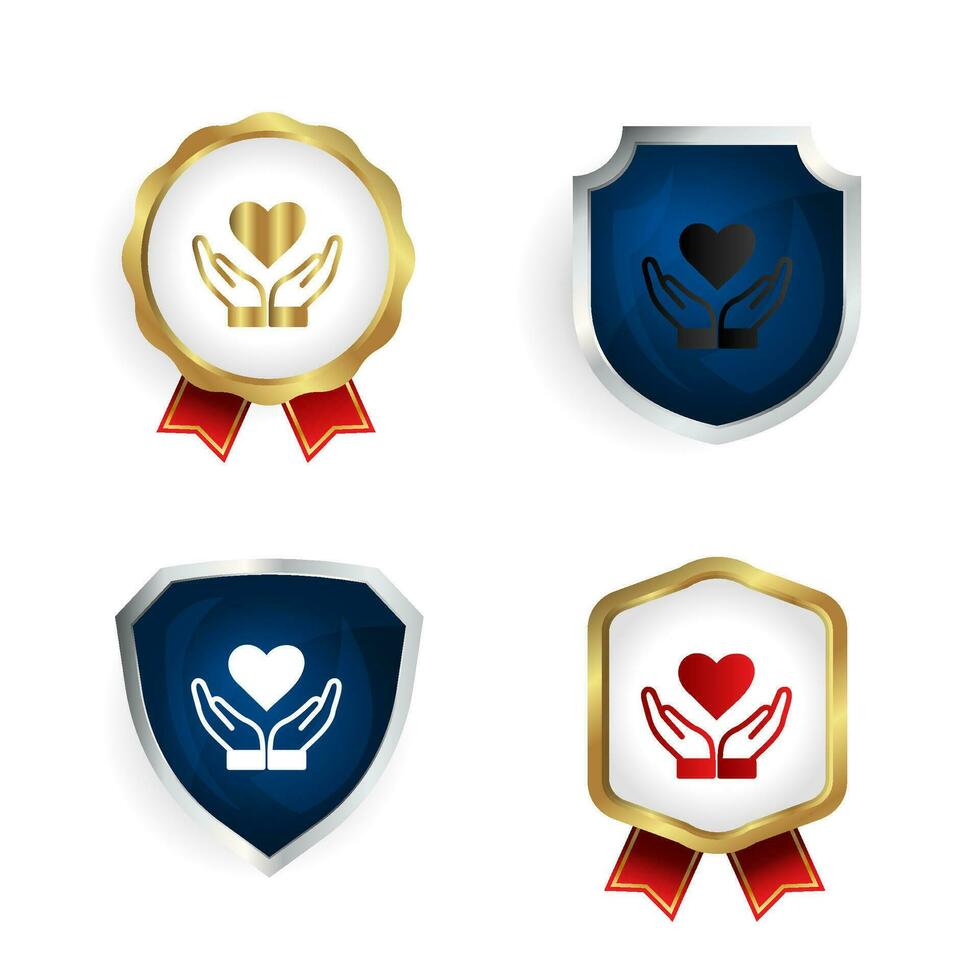 Abstract Heart Care Badge and Label Collection vector