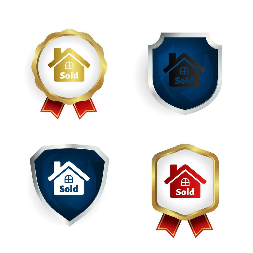 Abstract Home Sold Badge and Label Collection vector