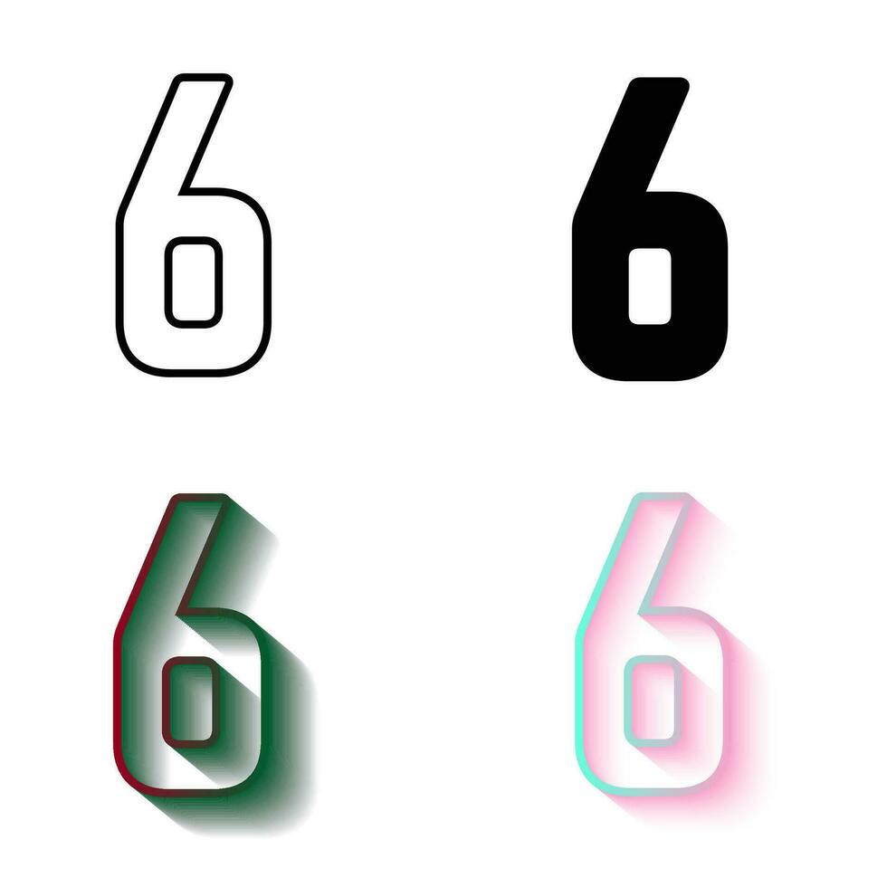 Abstract Number 6 Silhouette Illustration vector