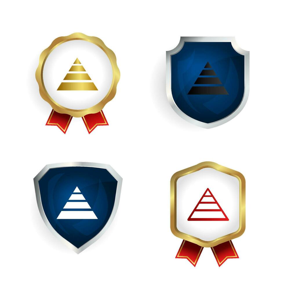 Abstract Pyramid Hierarchy Badge and Label Collection vector
