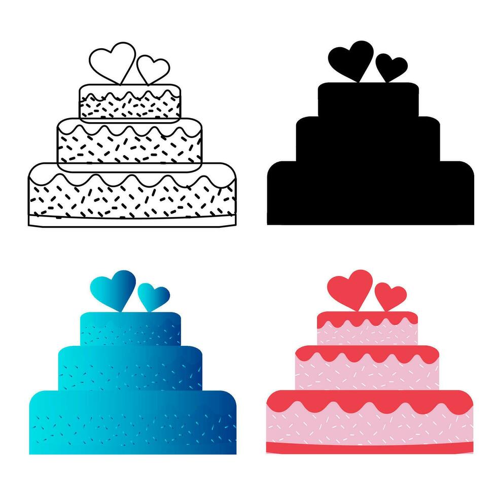 Abstract Weeding Cake Silhouette Illustration vector