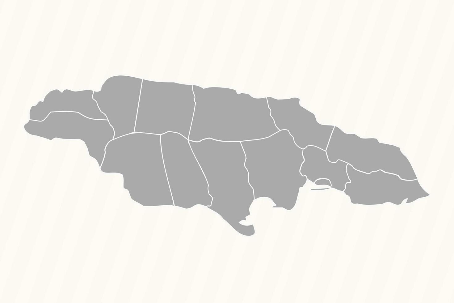Detailed Map of Jamaica With States and Cities vector