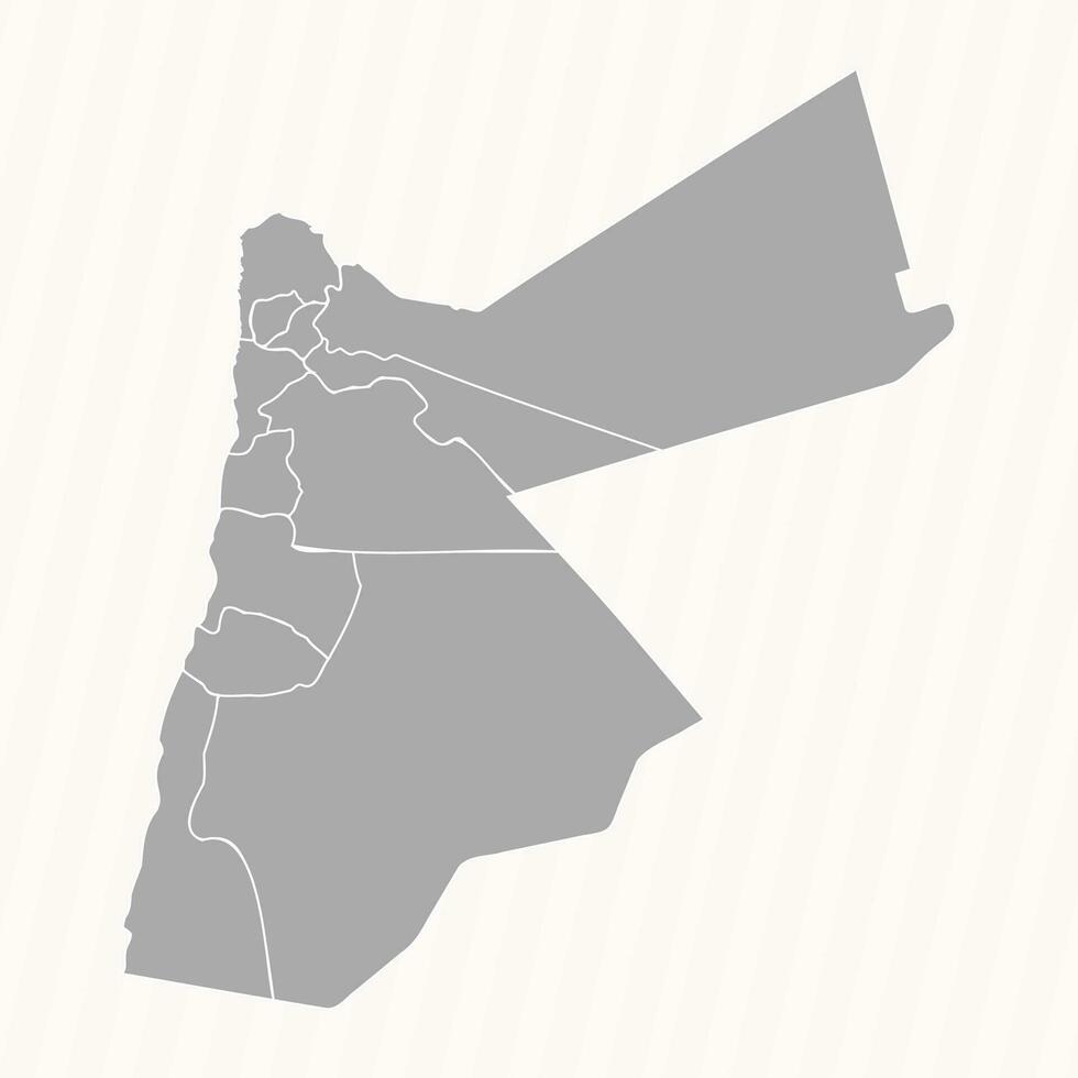 detallado mapa de Jordán con estados y ciudades vector