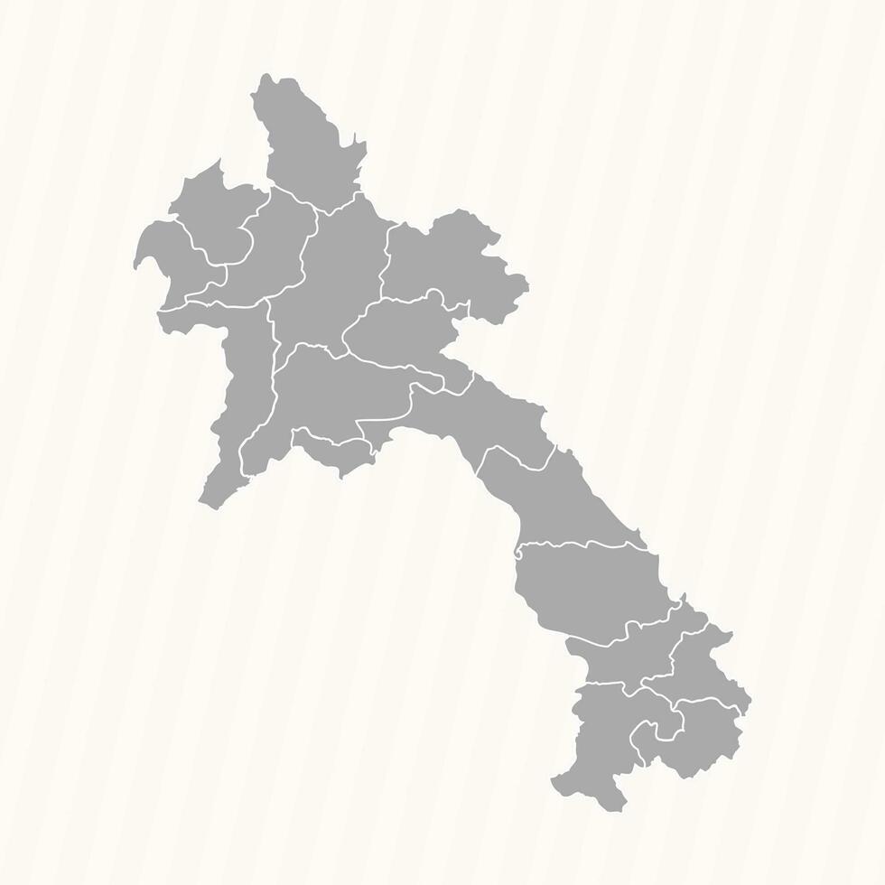 Detailed Map of Laos With States and Cities vector