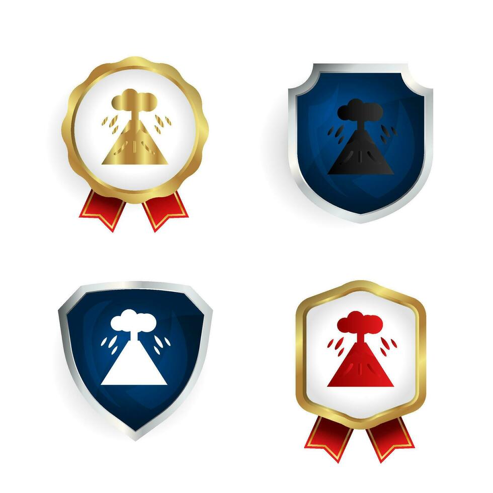 Abstract Volcano Badge and Label Collection vector