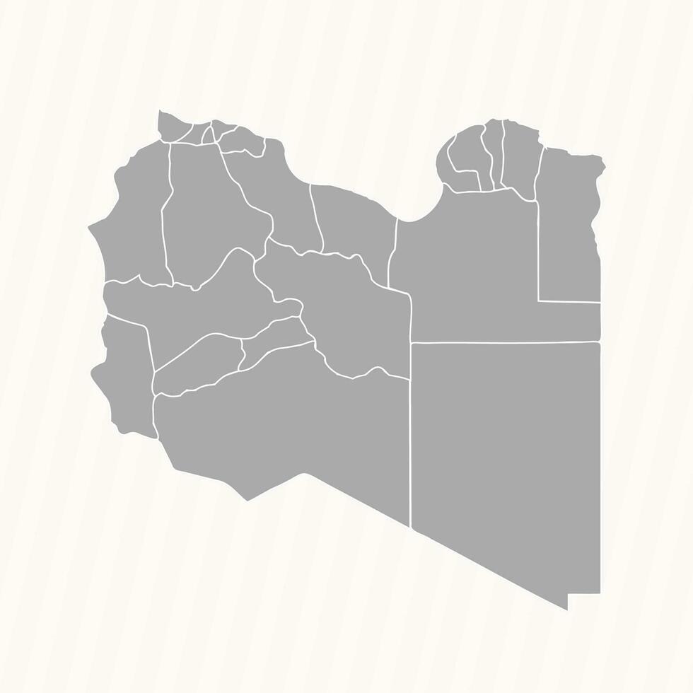Detailed Map of Libya With States and Cities vector