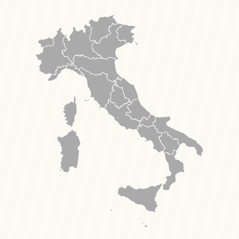Detailed Map of Italy With States and Cities vector