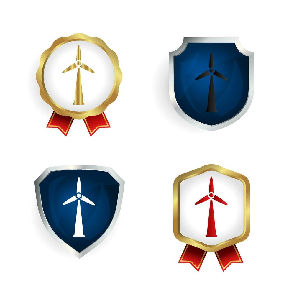 Abstract Wind Turbine Badge and Label Collection vector