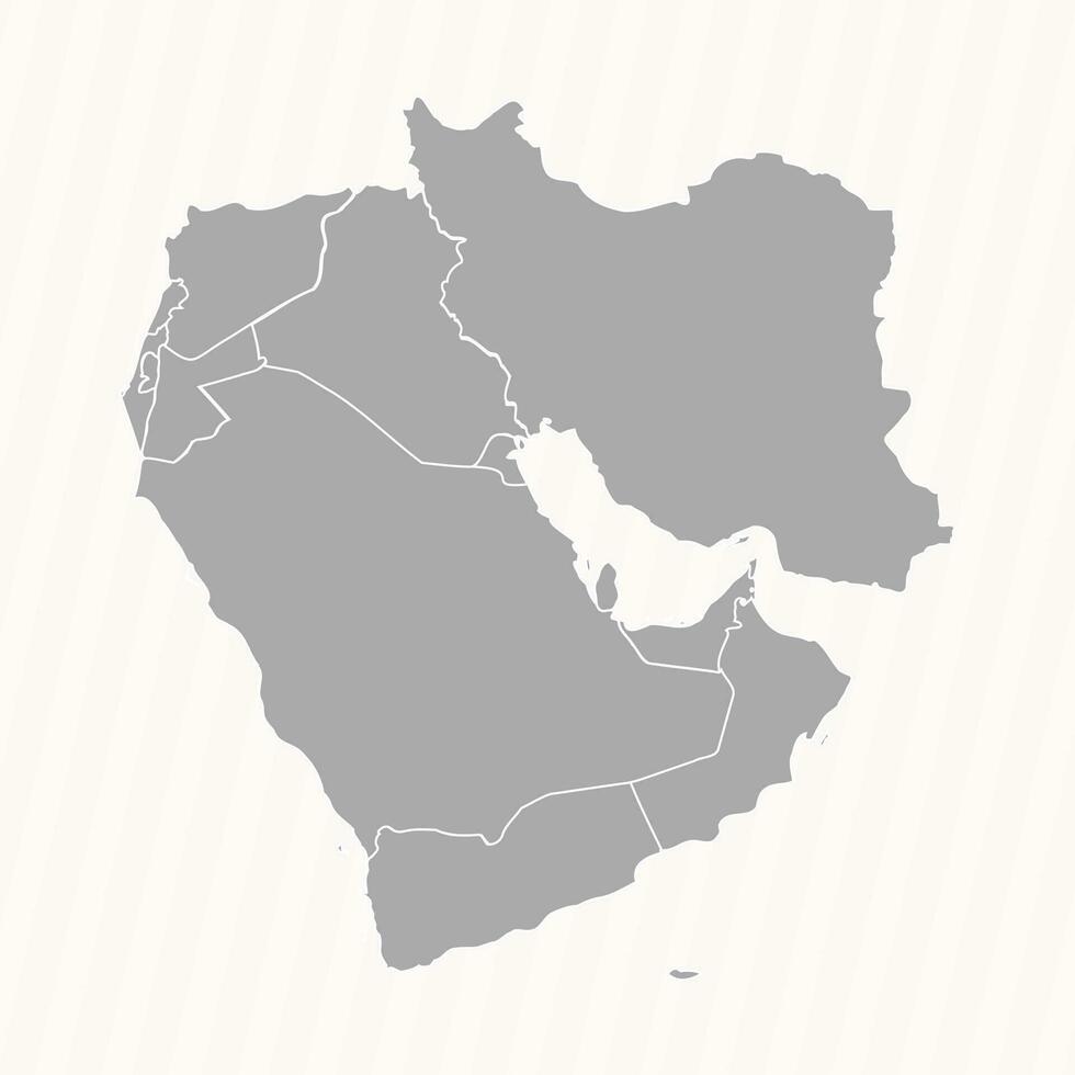 Detailed Map of Middle East With Countries vector