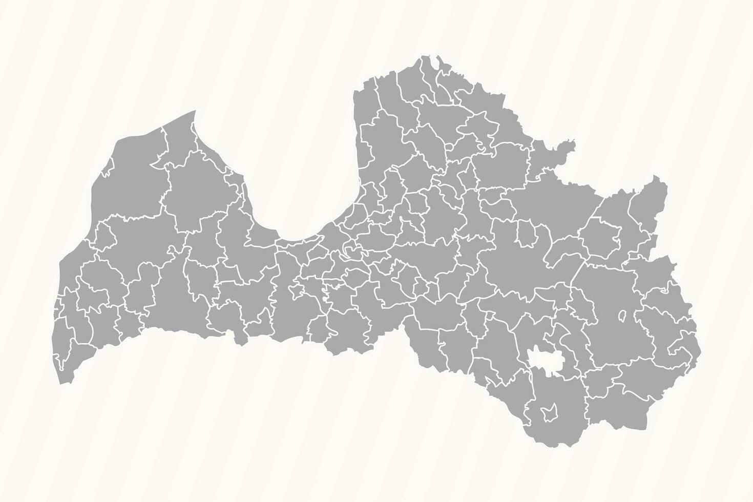 Detailed Map of Latvia With States and Cities vector