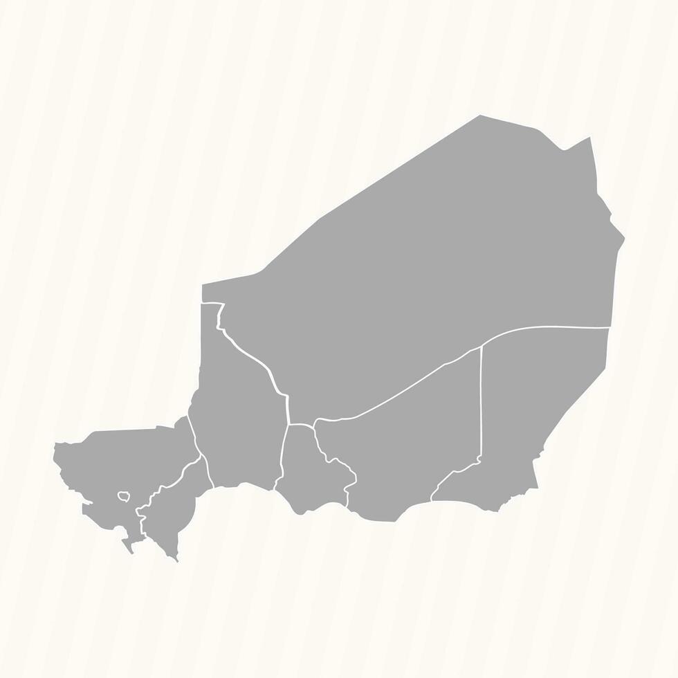 Detailed Map of Niger With States and Cities vector