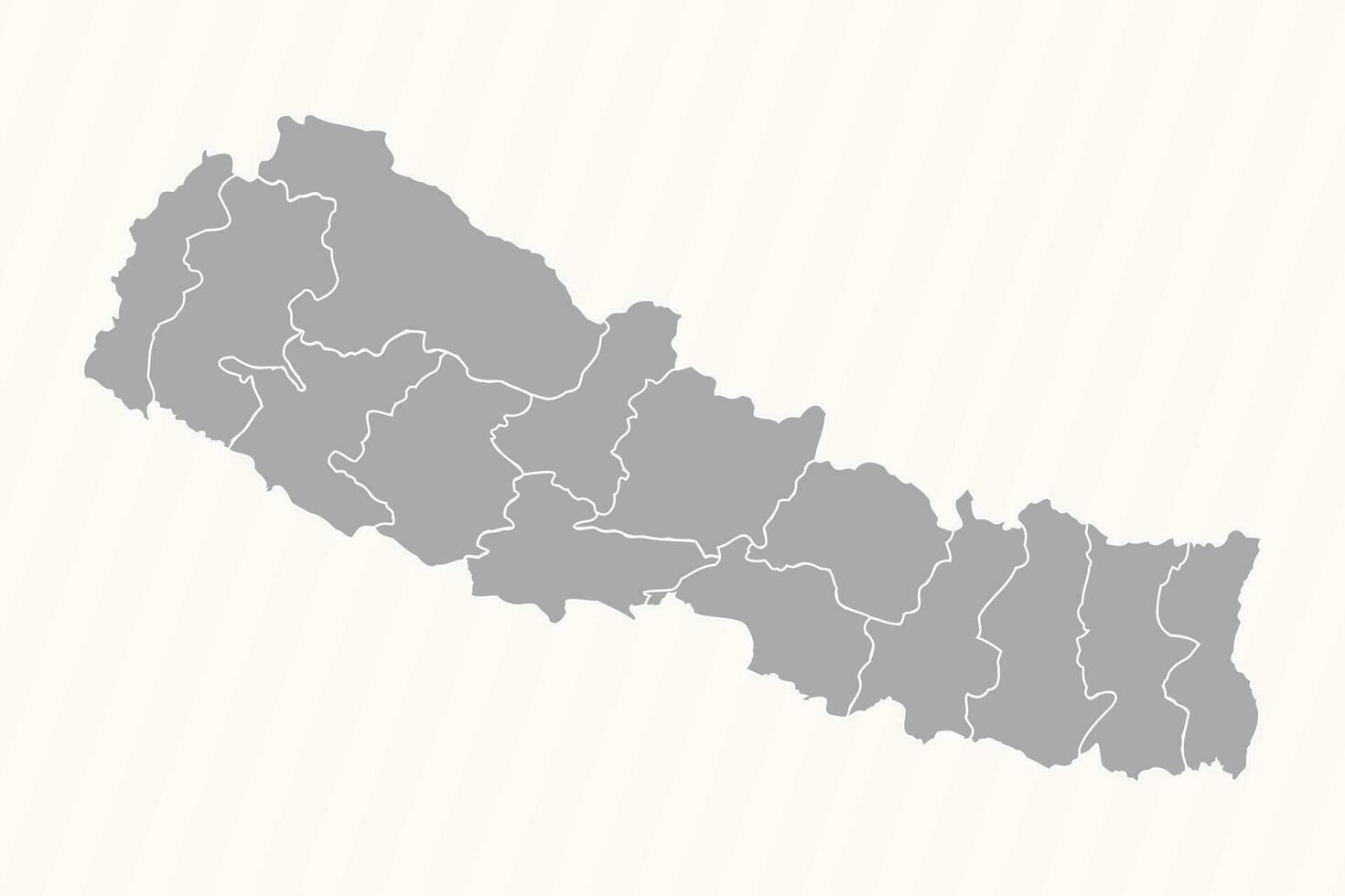 Detailed Map of Nepal With States and Cities vector