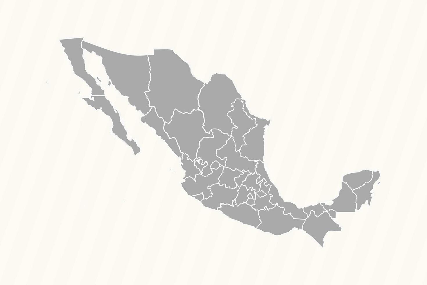 Detailed Map of Mexico With States and Cities vector