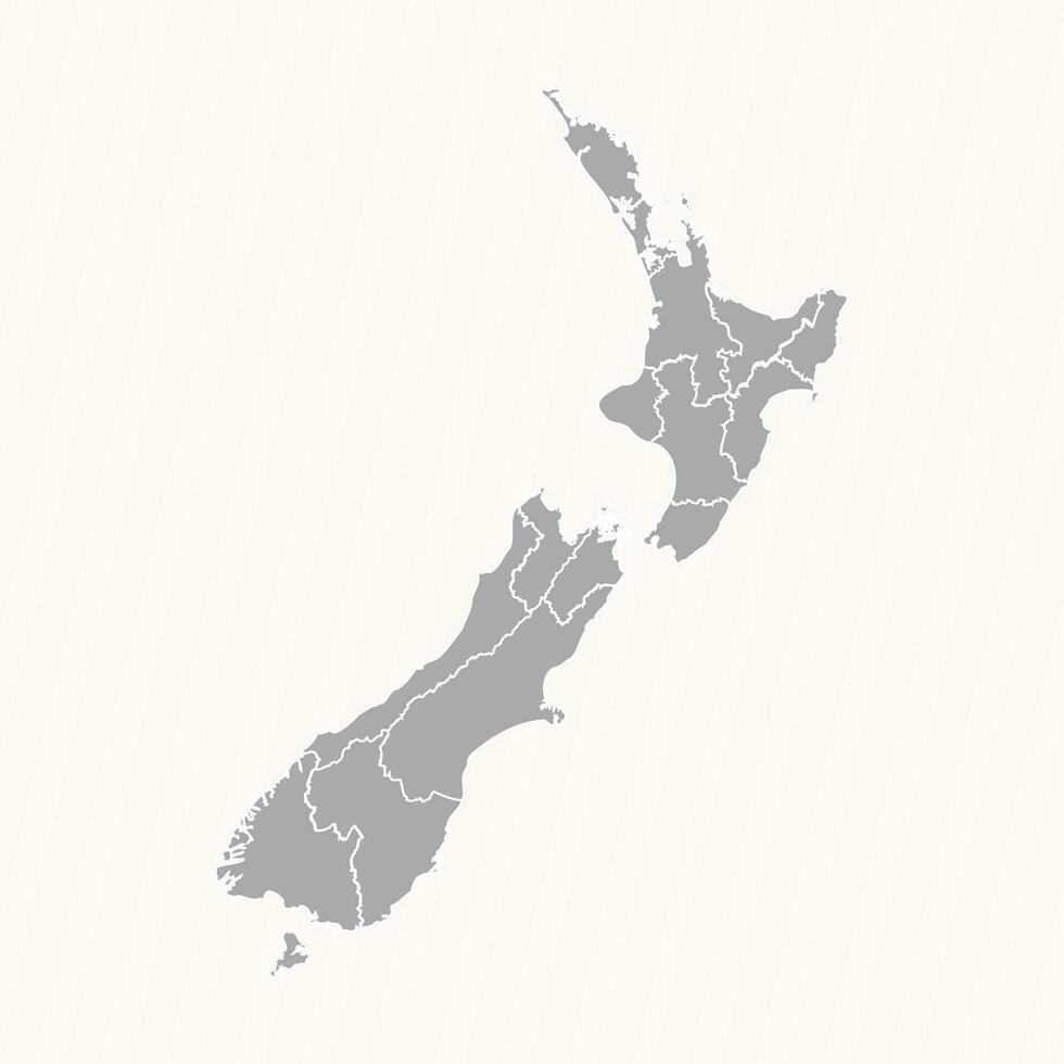 Detailed Map of New Zealand With States and Cities vector