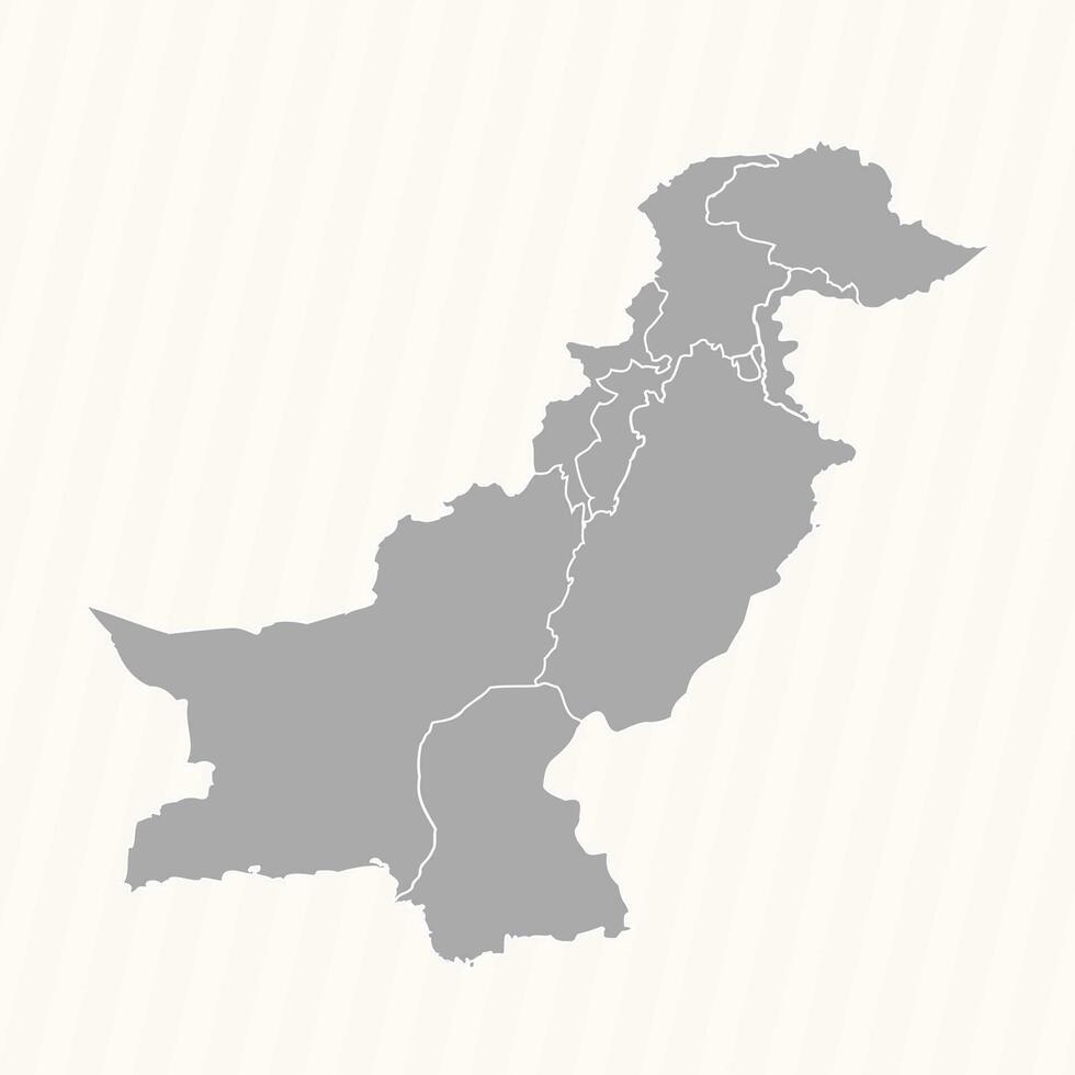 detallado mapa de Pakistán con estados y ciudades vector