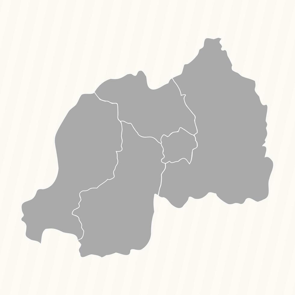 Detailed Map of Rwanda With States and Cities vector